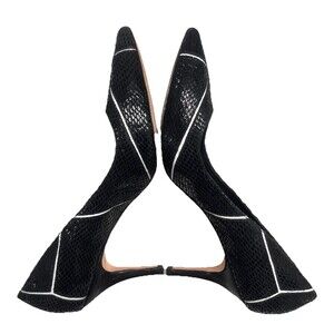 White House Black Market Black Snakeskin Pattern Toby Pump 3 Inch Heel Sz 8.5M